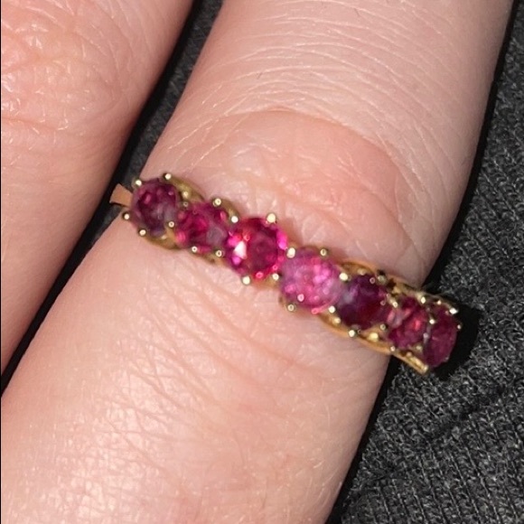Ruby half eternity band 18k gold - Picture 3 of 17